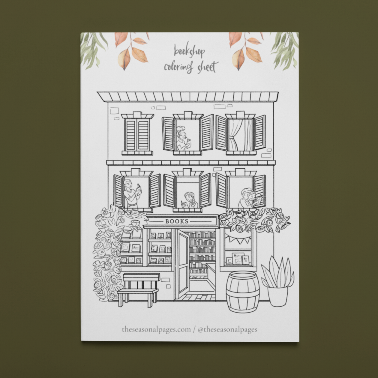 Bookshop Coloring Page Printable