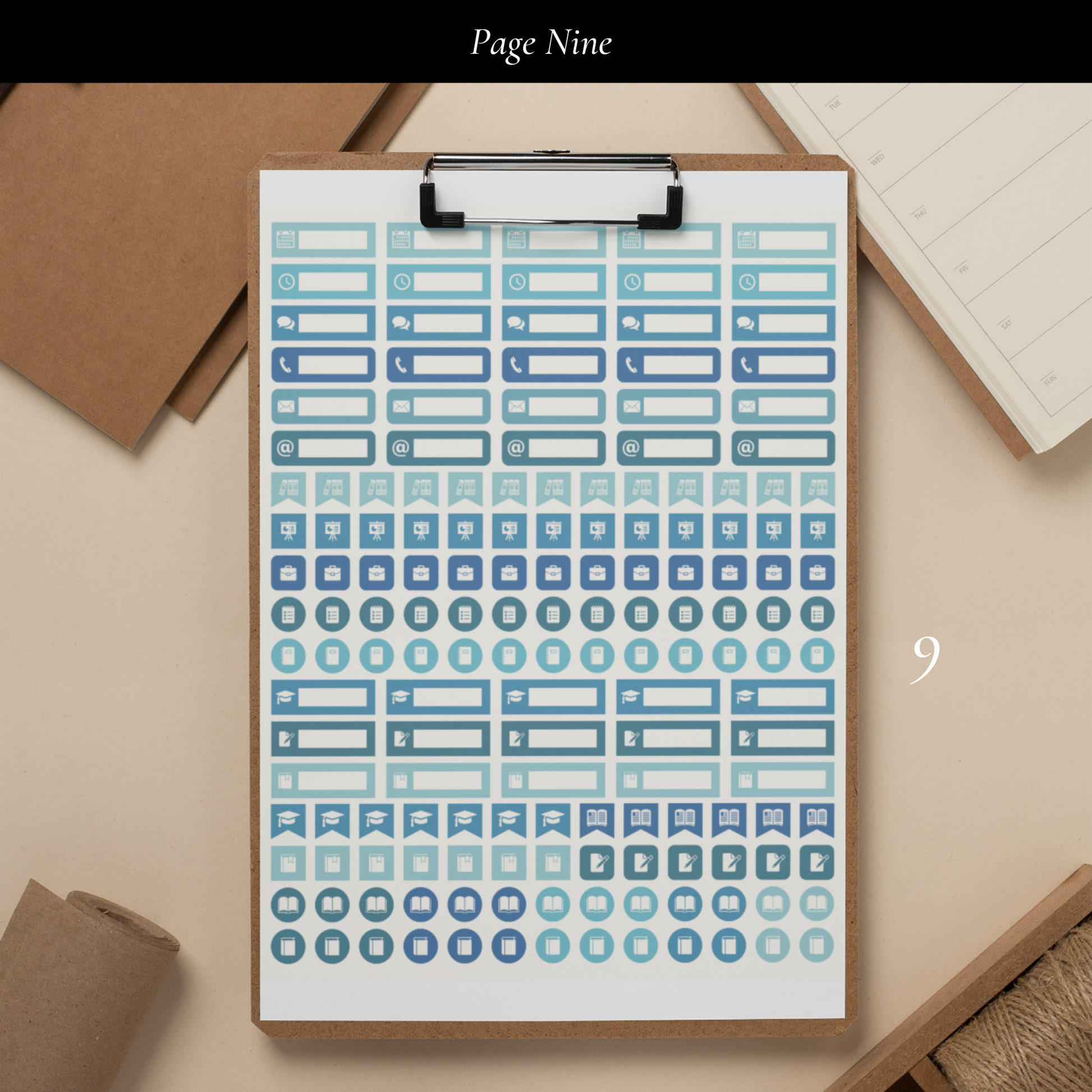 Printable Blue Planner Sticker Set