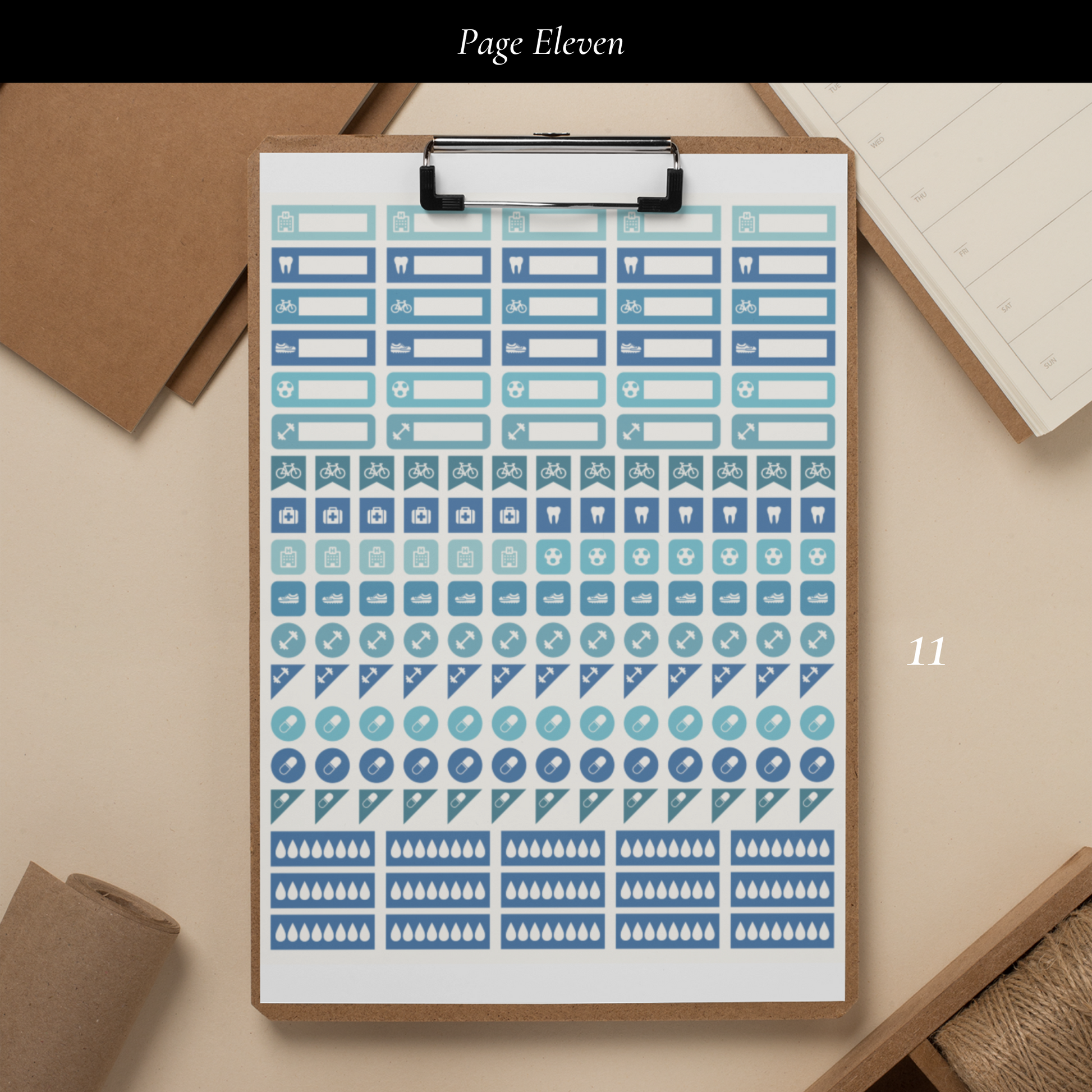 Printable Blue Planner Sticker Set