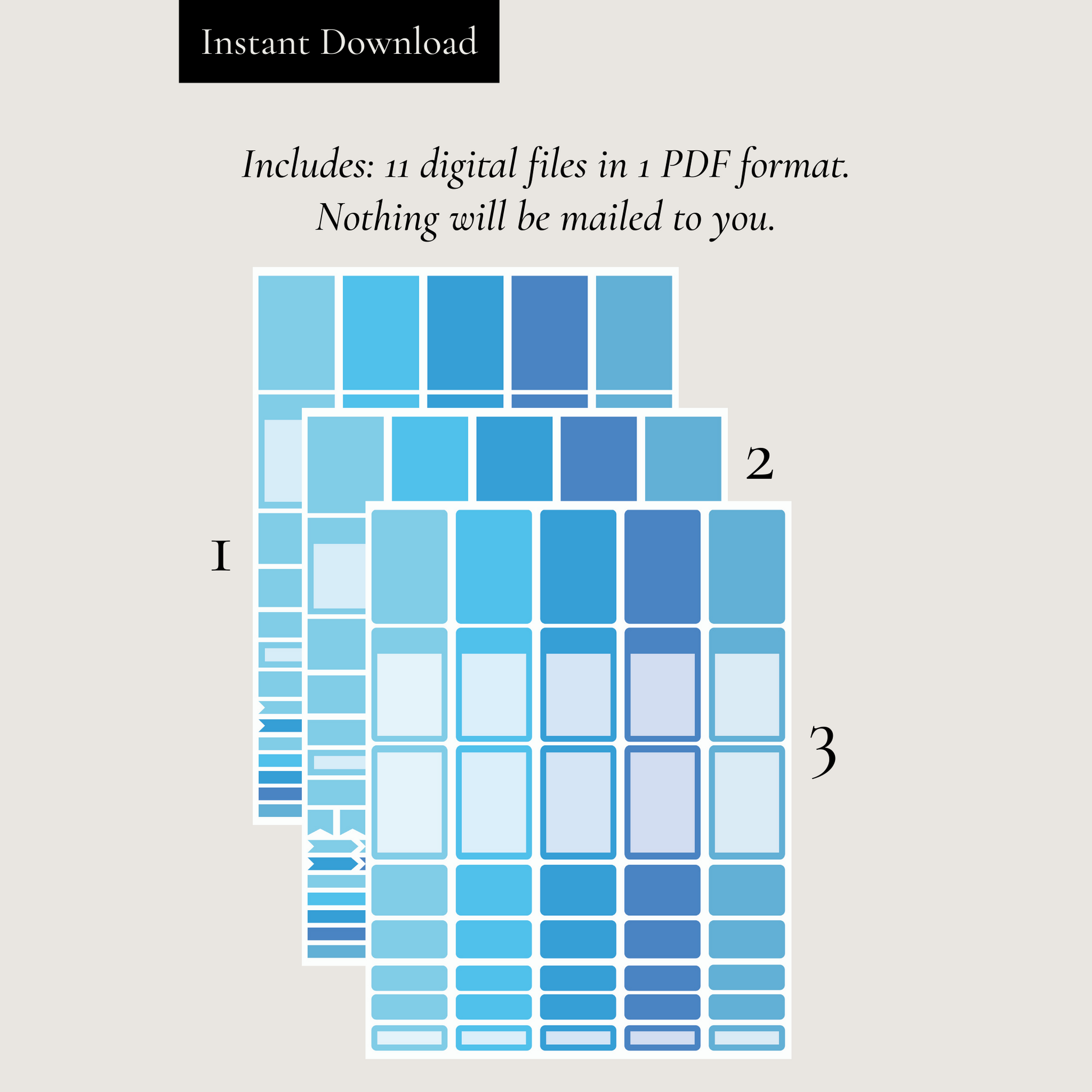 Printable Blue Planner Sticker Set