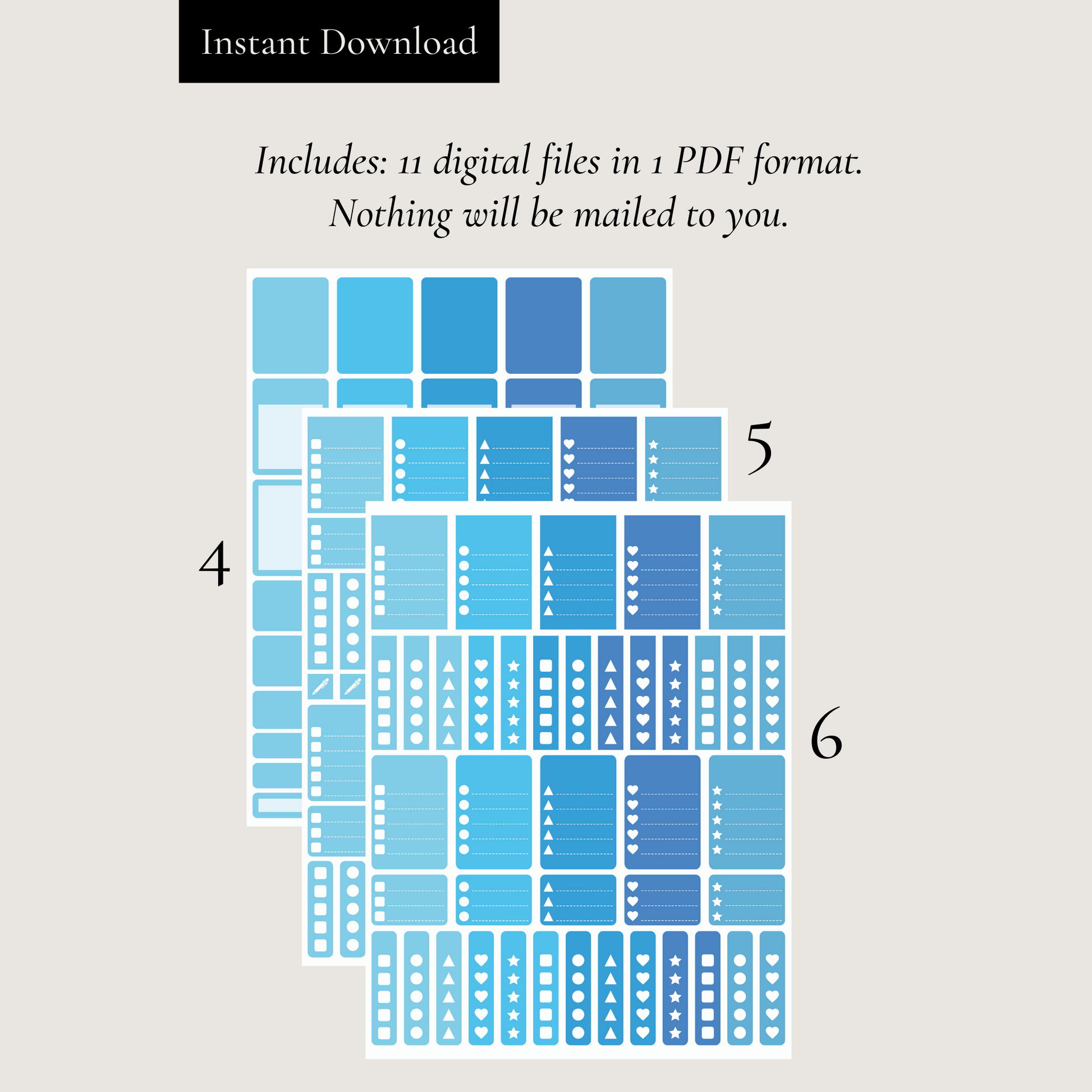 Printable Blue Planner Sticker Set