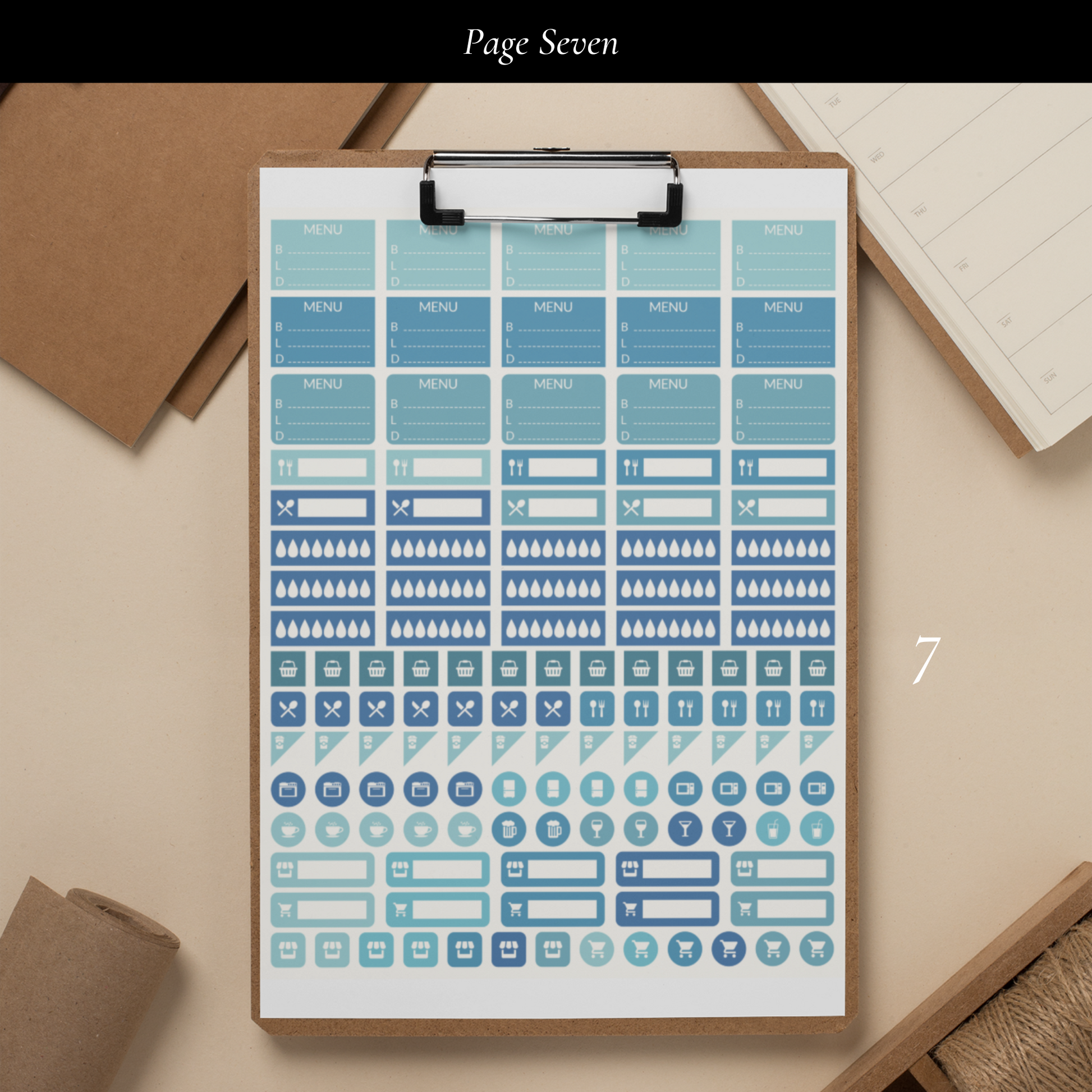 Printable Blue Planner Sticker Set