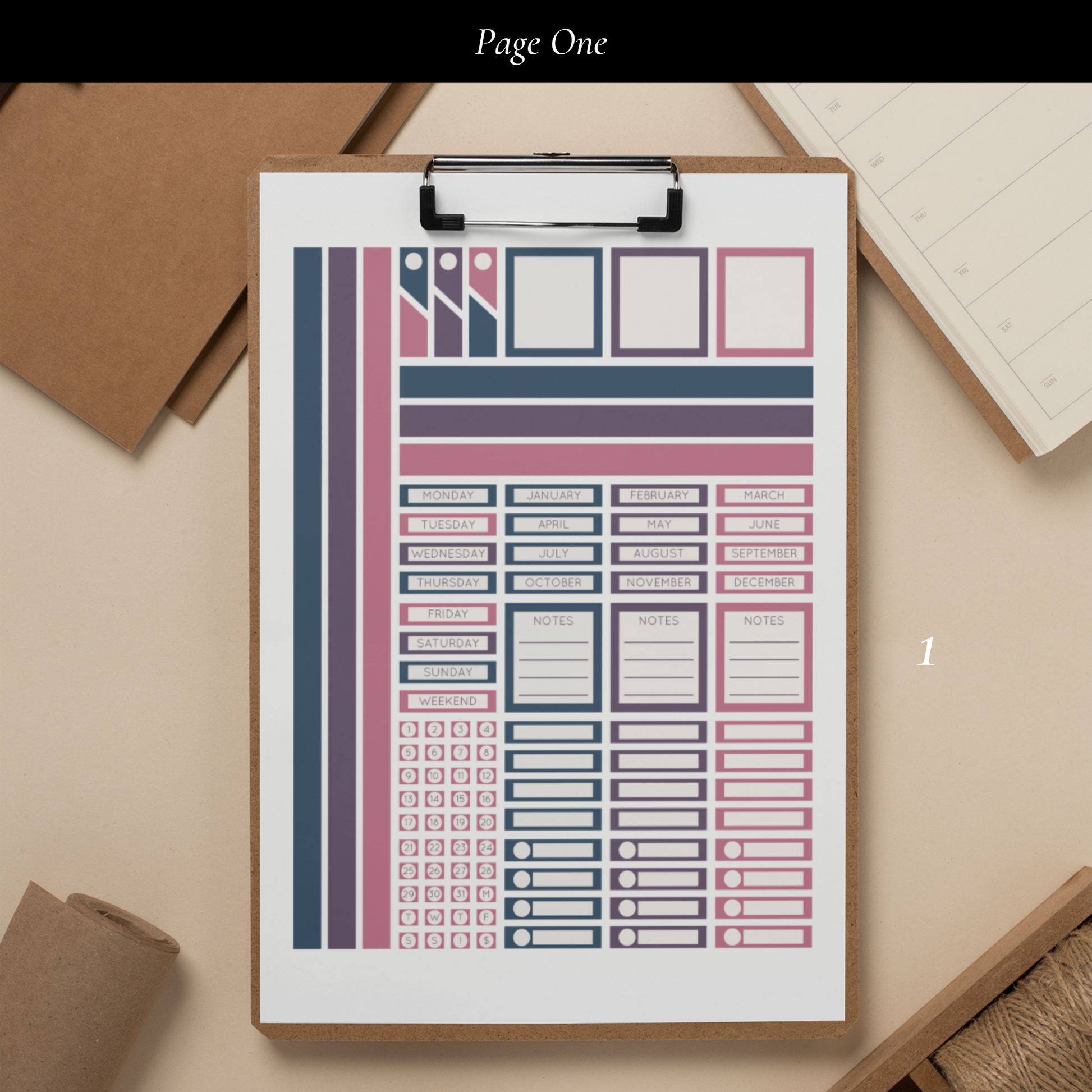 Printable Modern Edge Planner Sticker Set