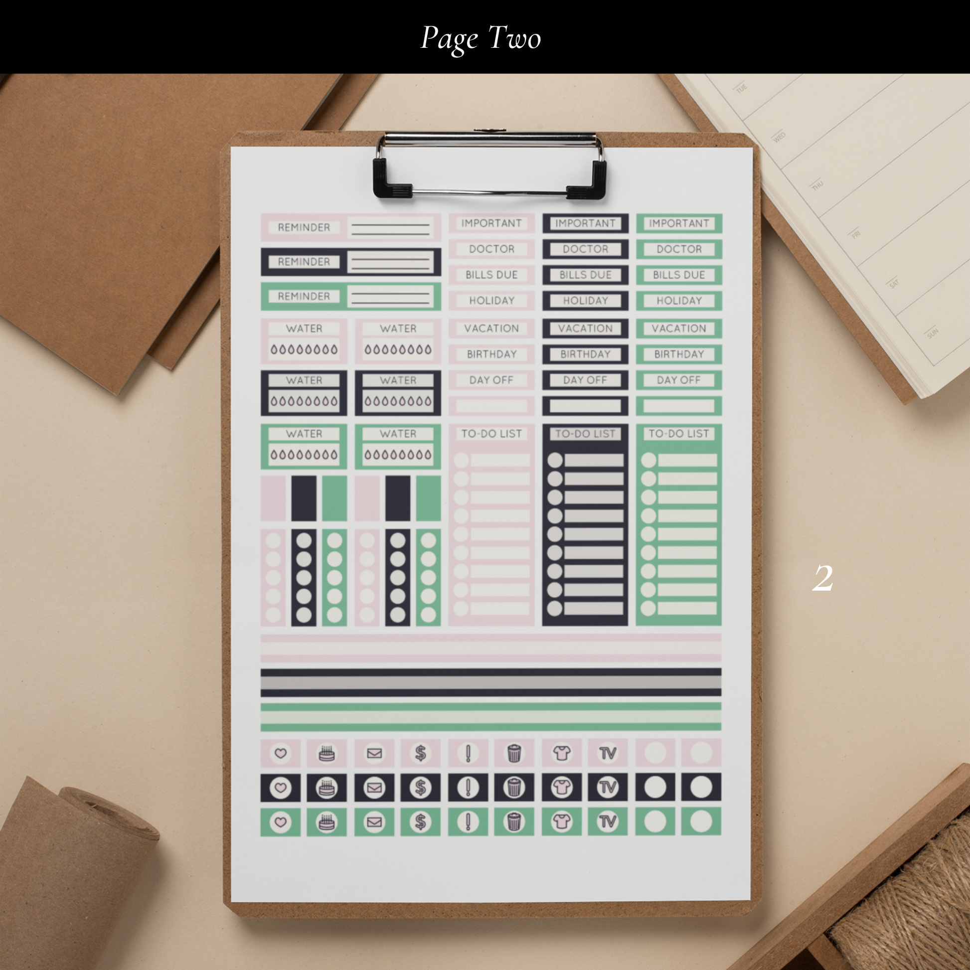 Printable Bold Glam Planner Sticker Set