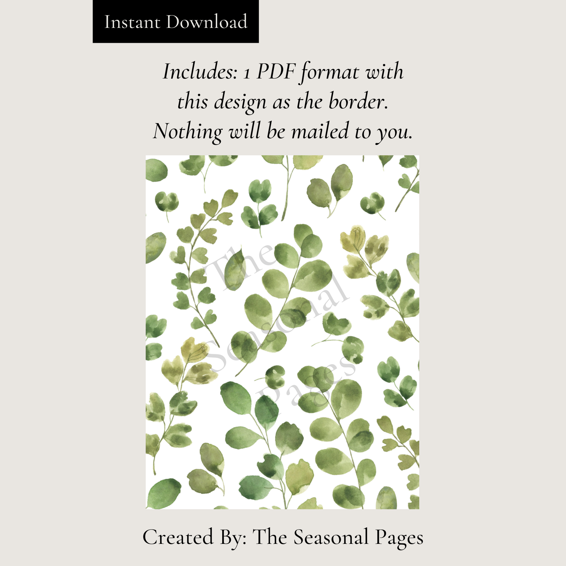 Printable Greenery Stationery