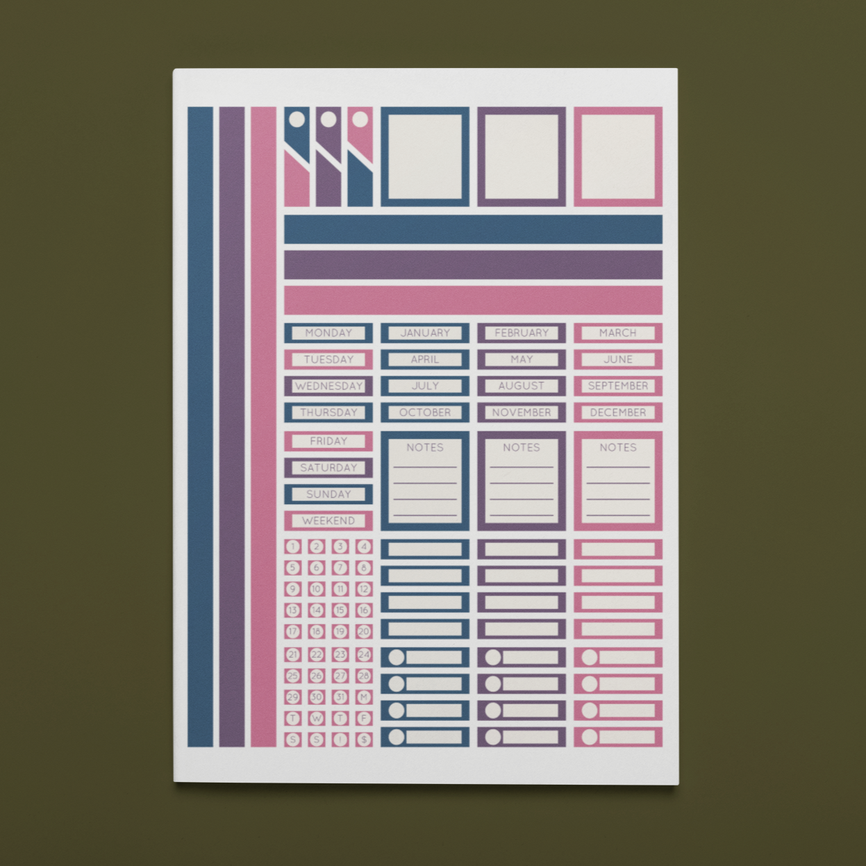 Printable Modern Edge Planner Sticker Set