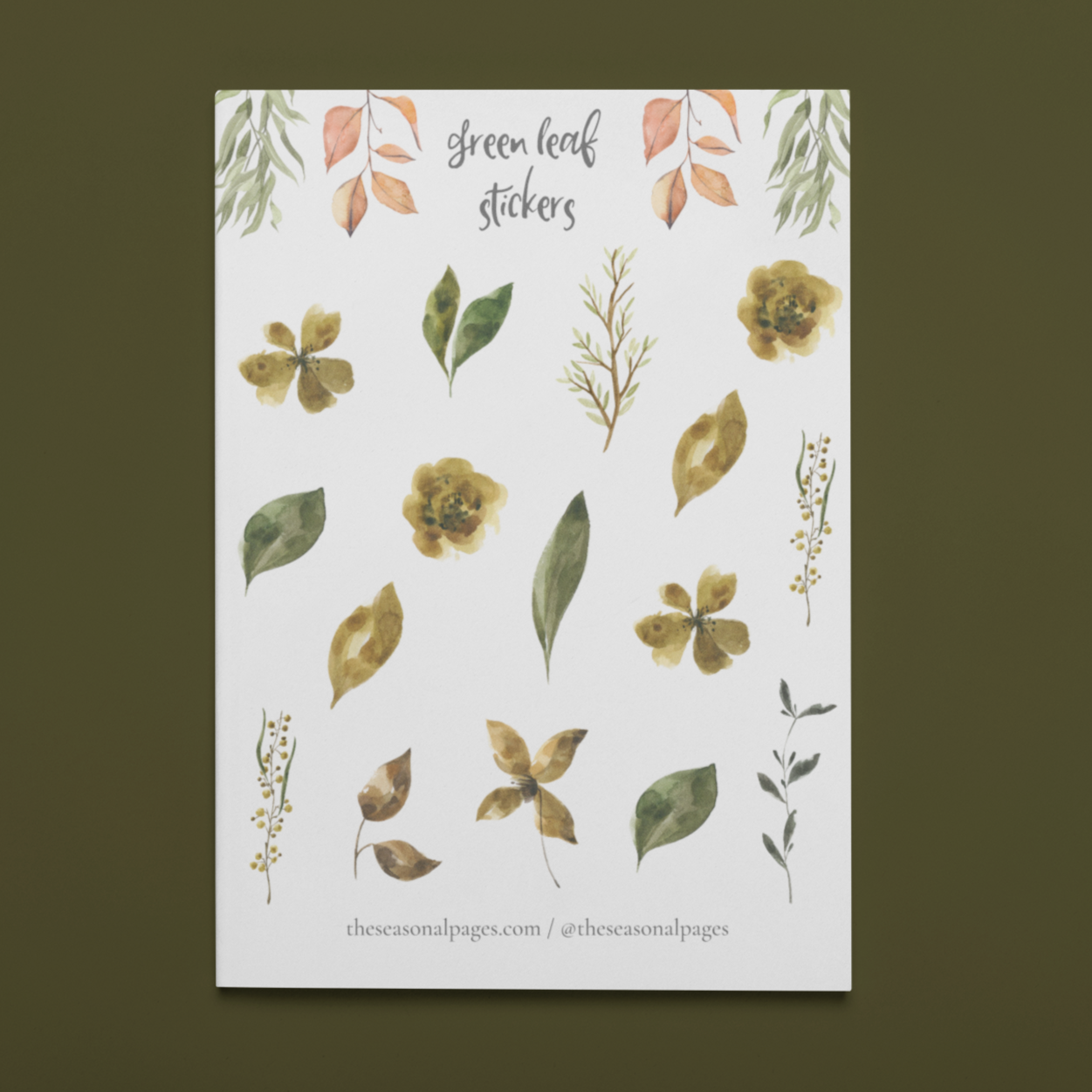 Printable Green Leaf Sticker Set