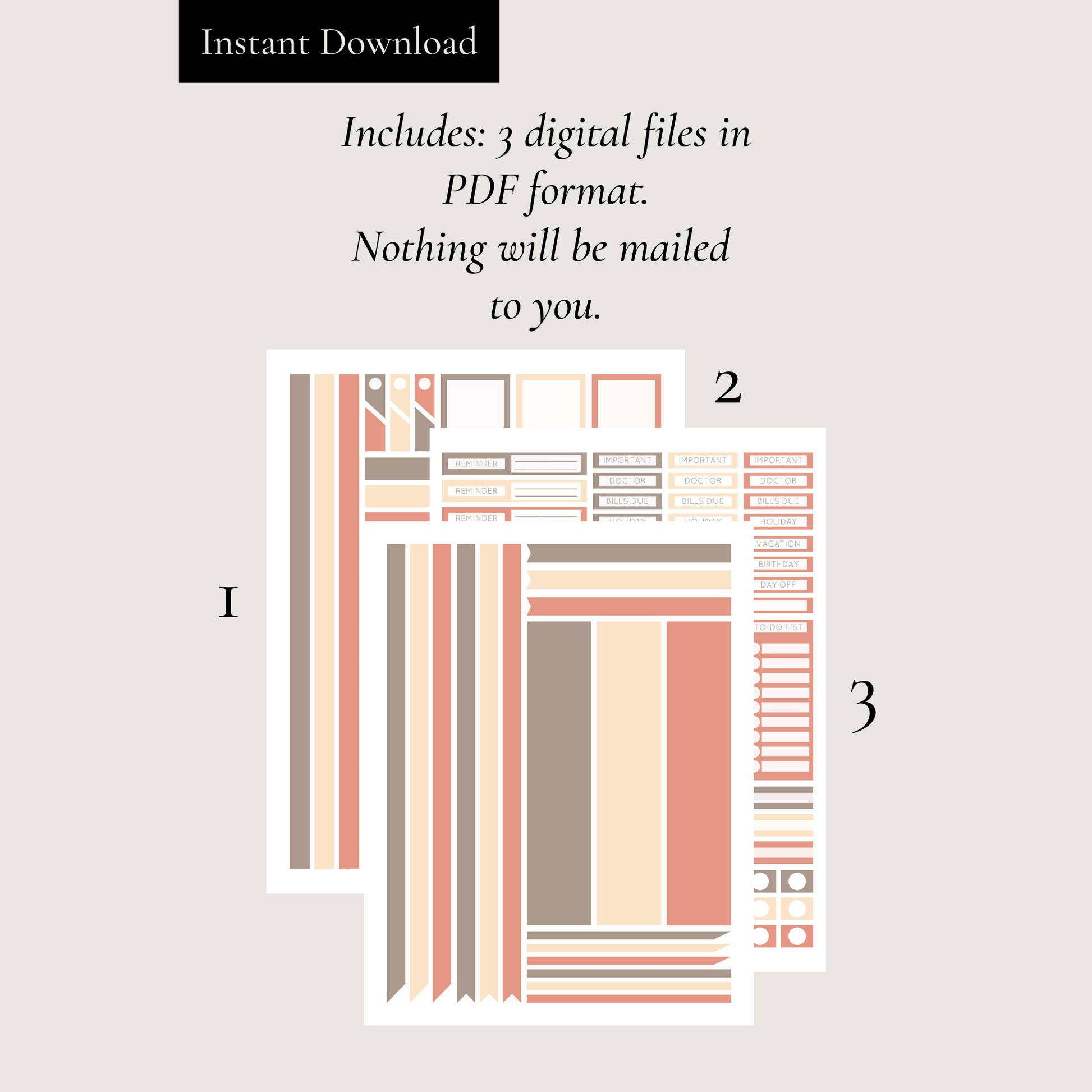 Printable Neutral Planner Sticker Set