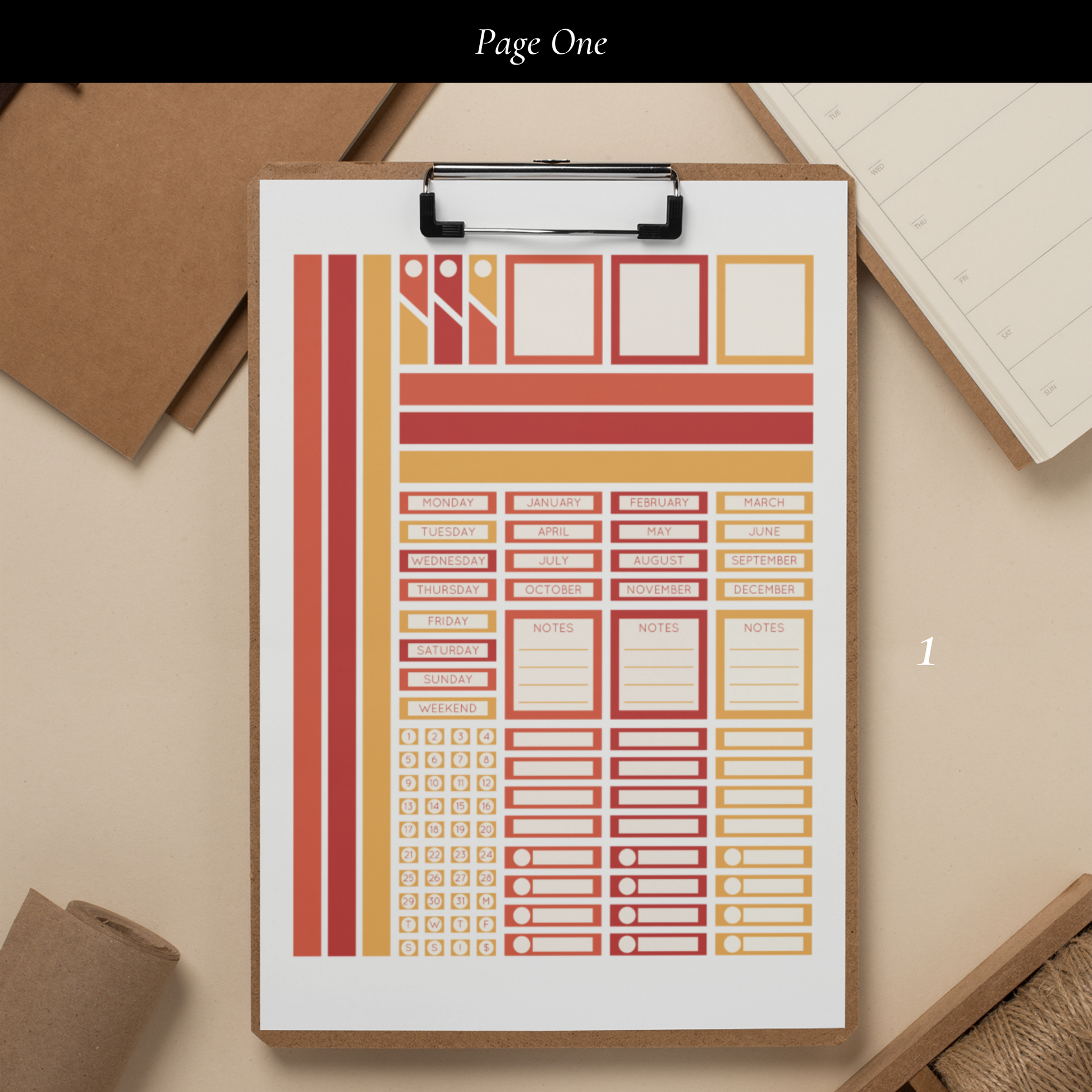Printable Orange Culture Planner Sticker Set