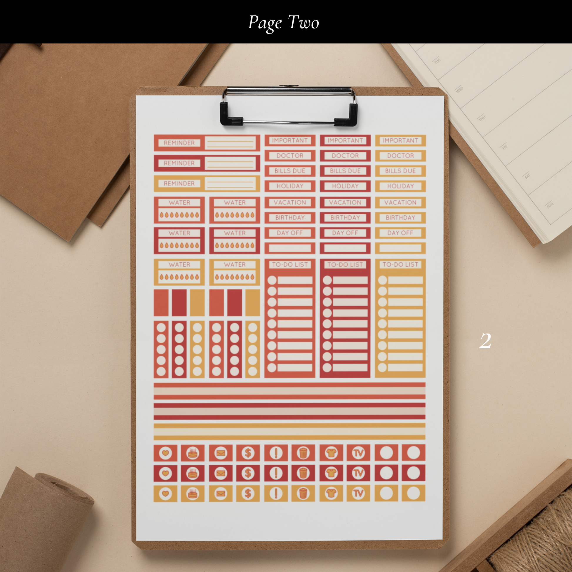 Printable Orange Culture Planner Sticker Set