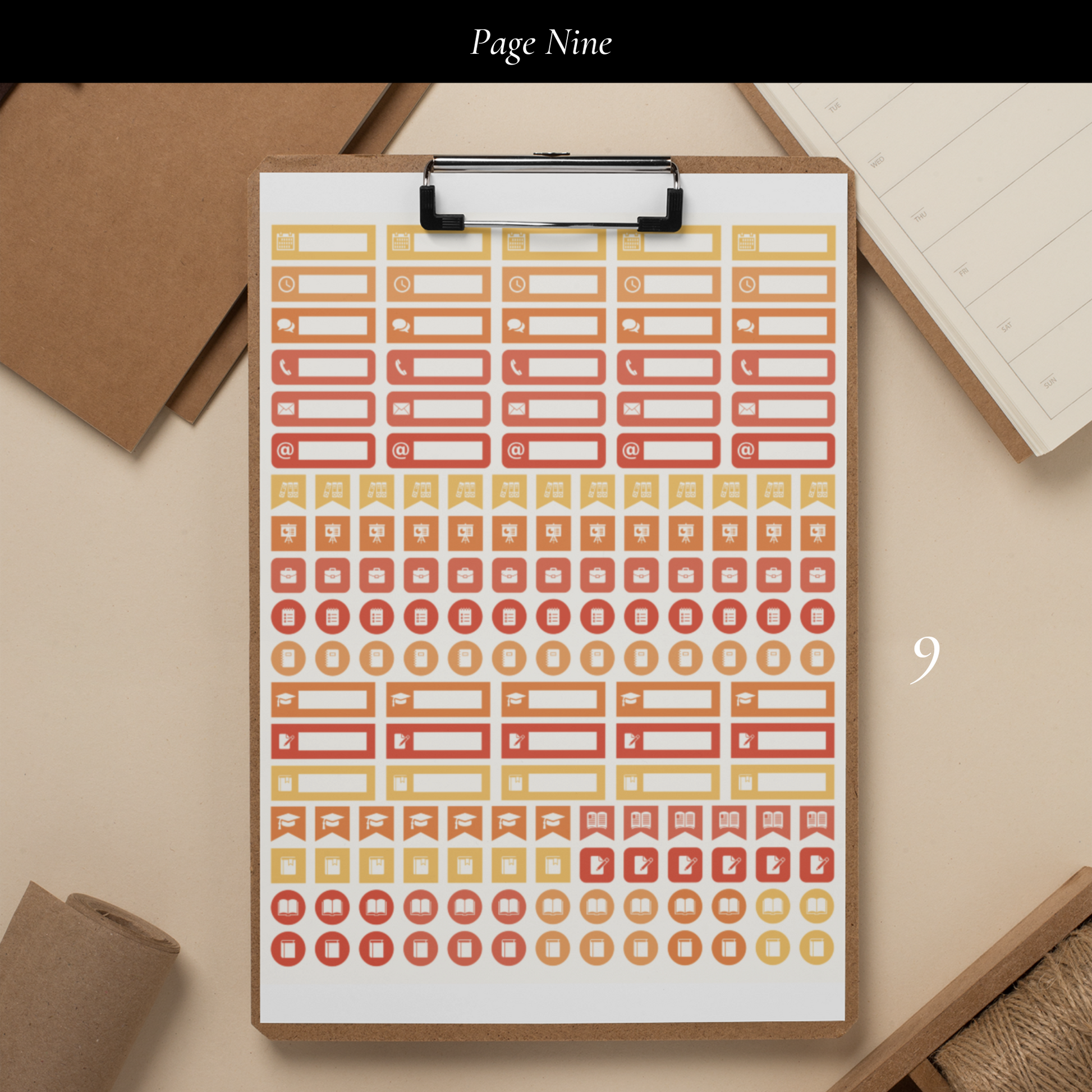 Printable Orange Planner Sticker Set