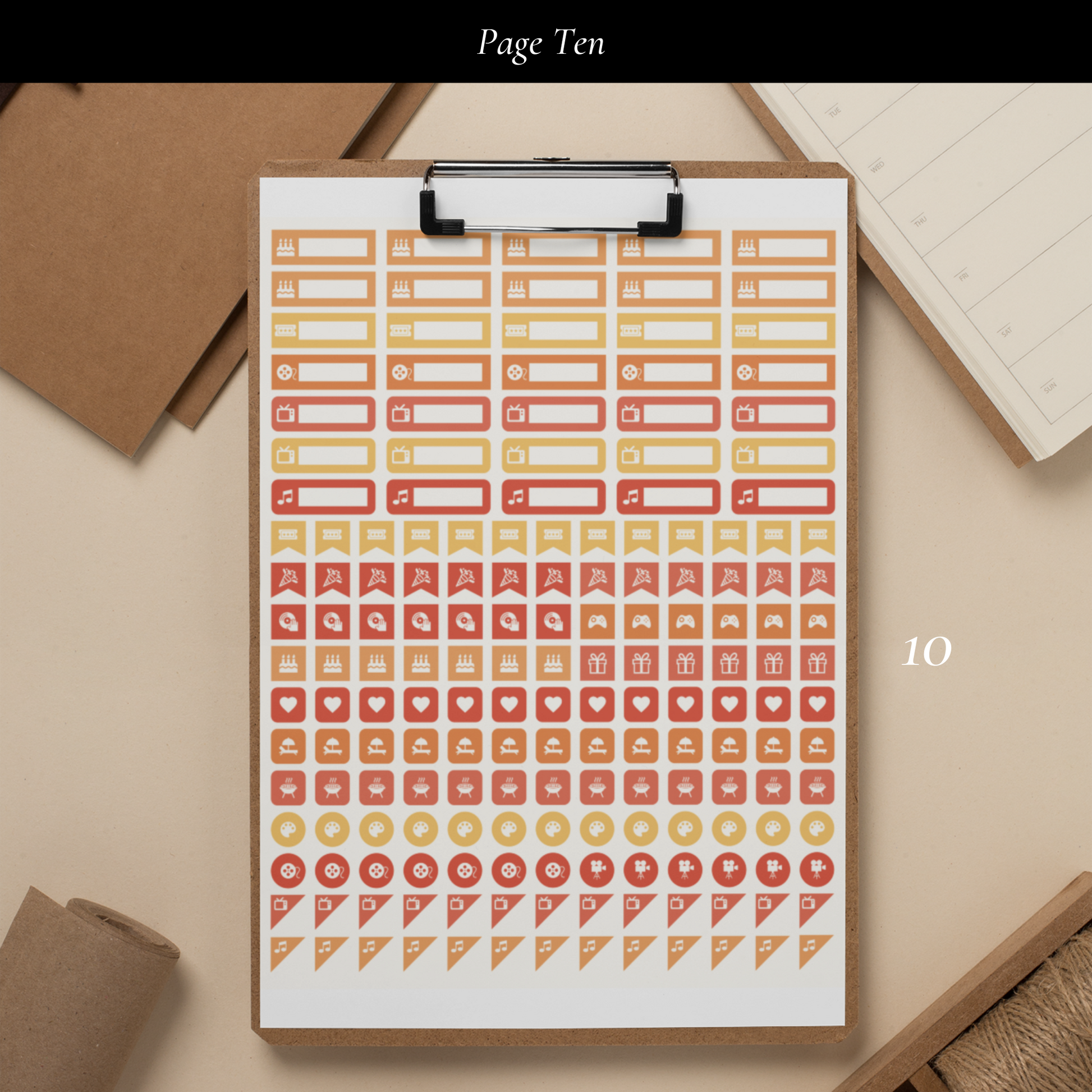 Printable Orange Planner Sticker Set