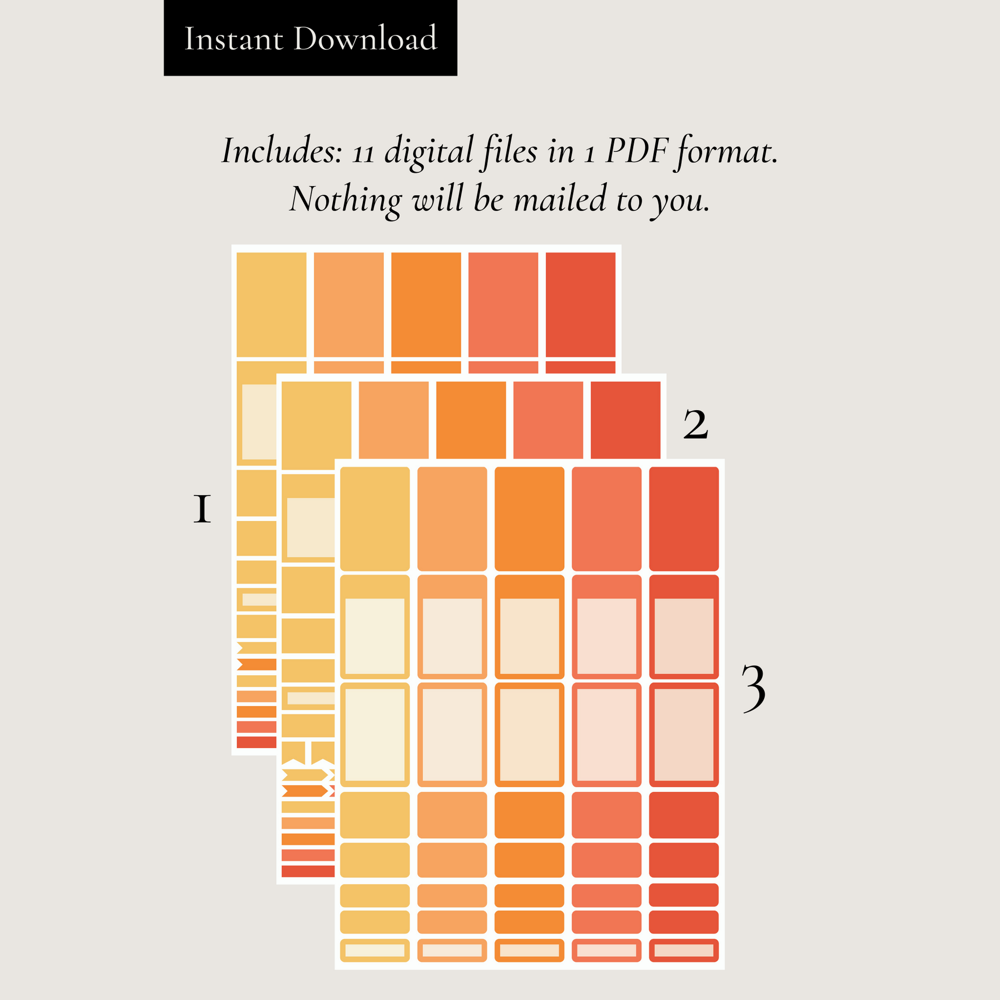Printable Orange Planner Sticker Set