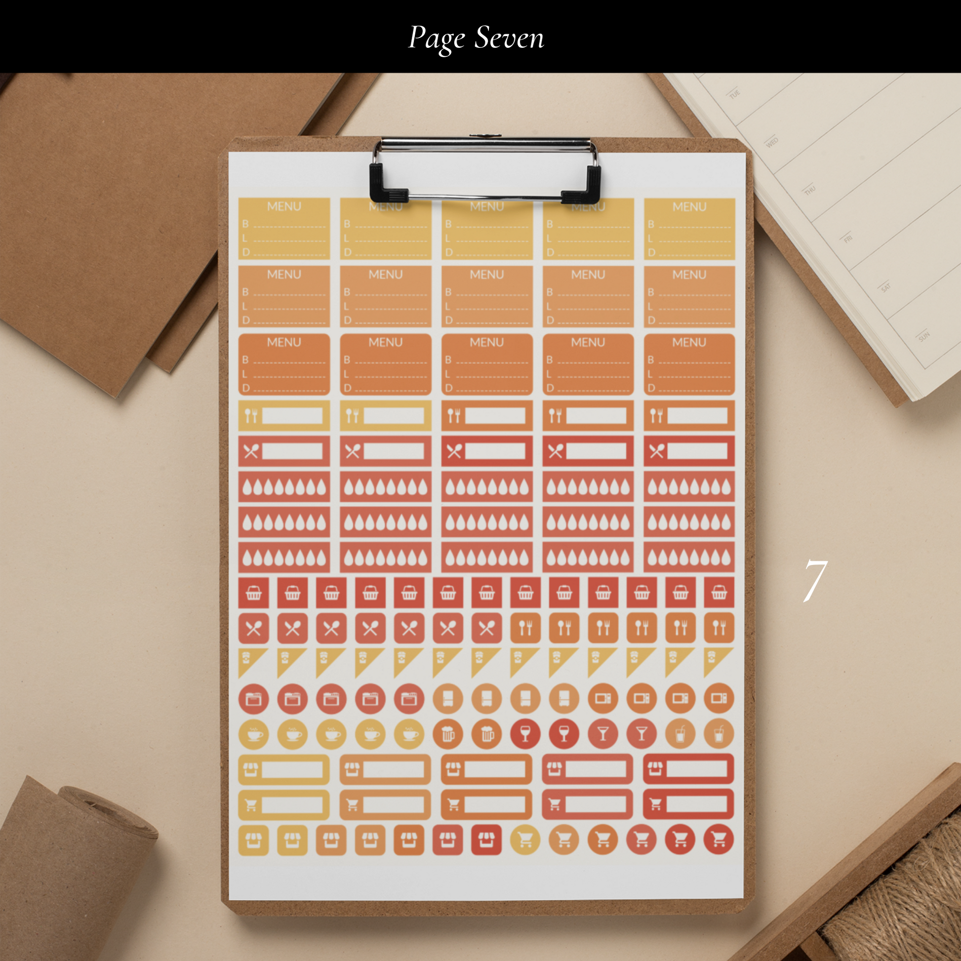 Printable Orange Planner Sticker Set