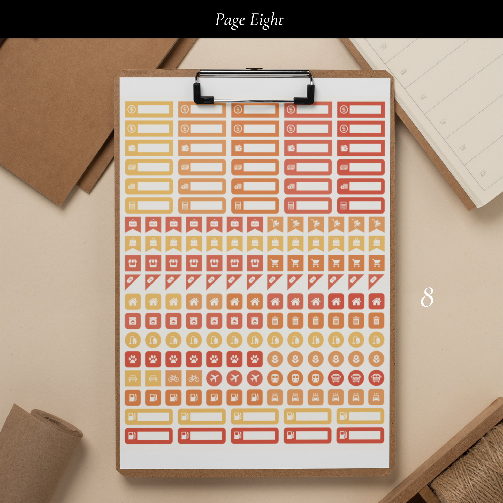 Printable Orange Planner Sticker Set