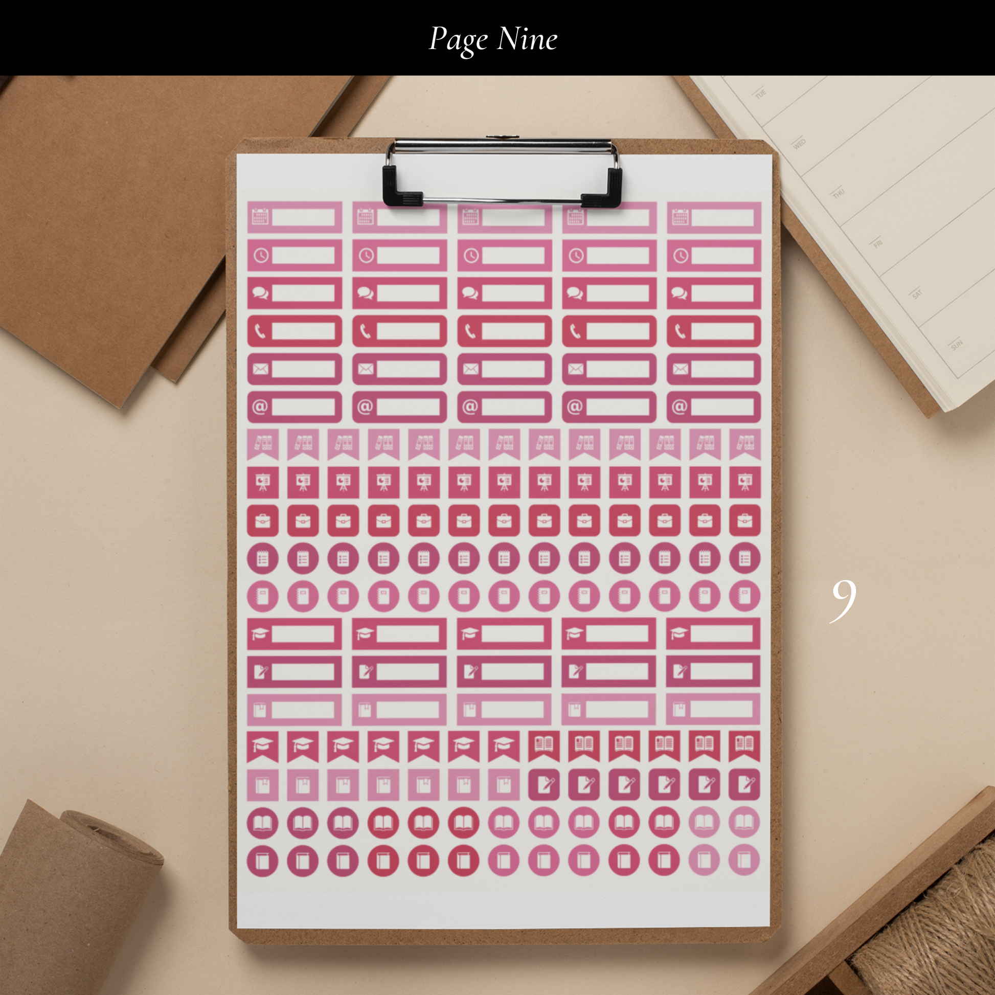 Printable Raspberry Planner Sticker Set