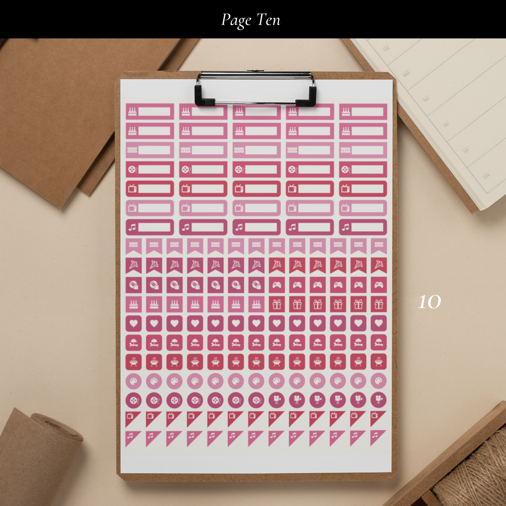 Printable Raspberry Planner Sticker Set