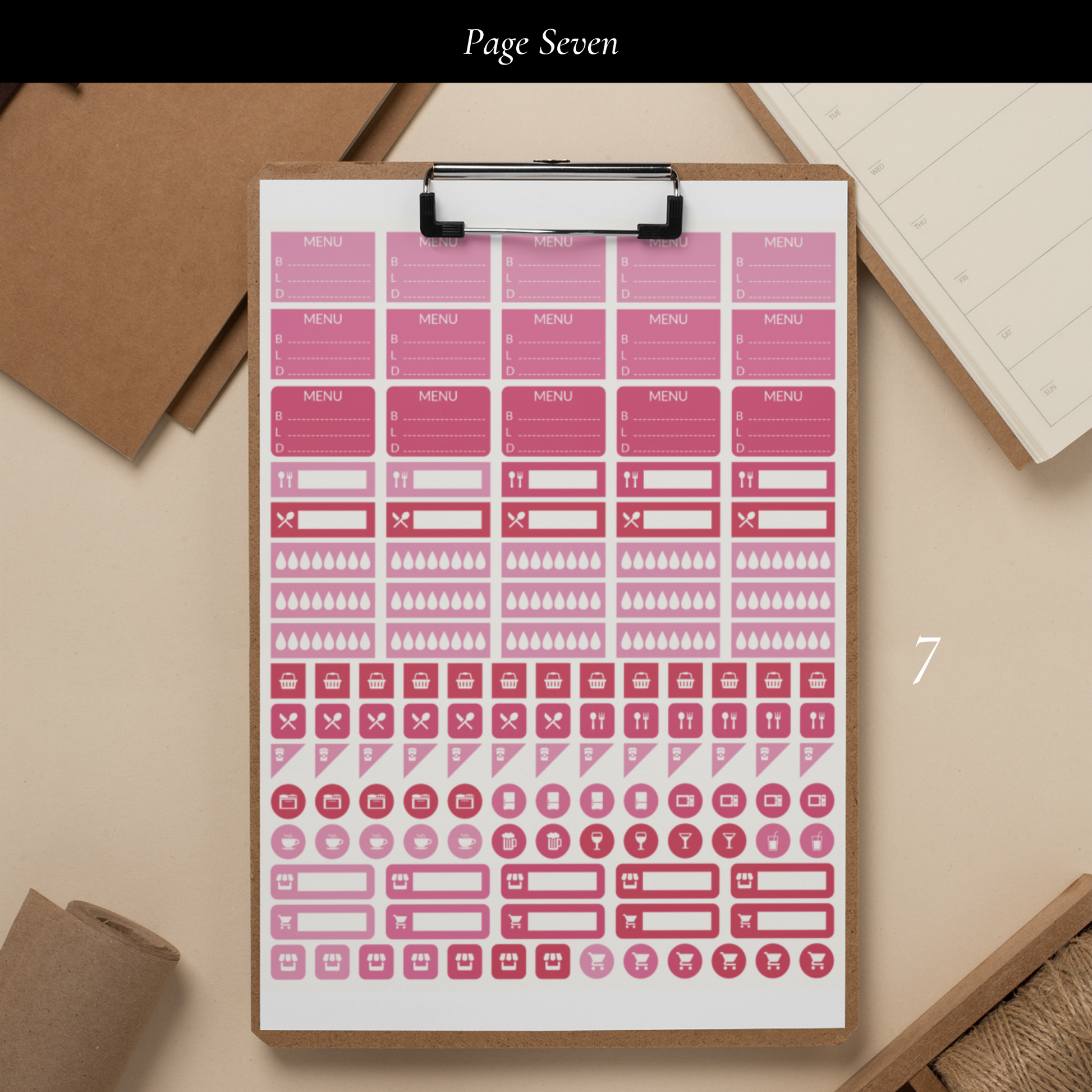 Printable Raspberry Planner Sticker Set