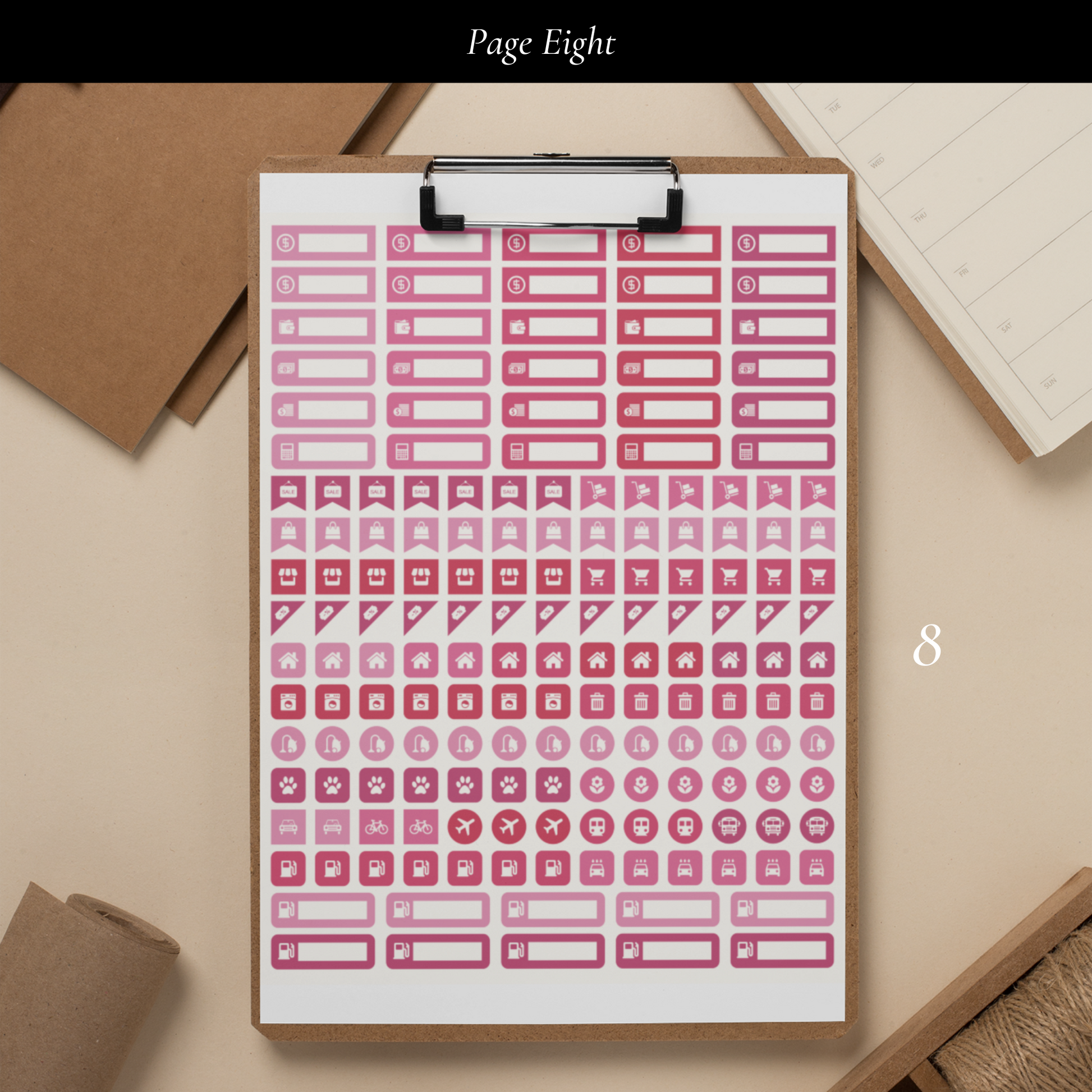 Printable Raspberry Planner Sticker Set